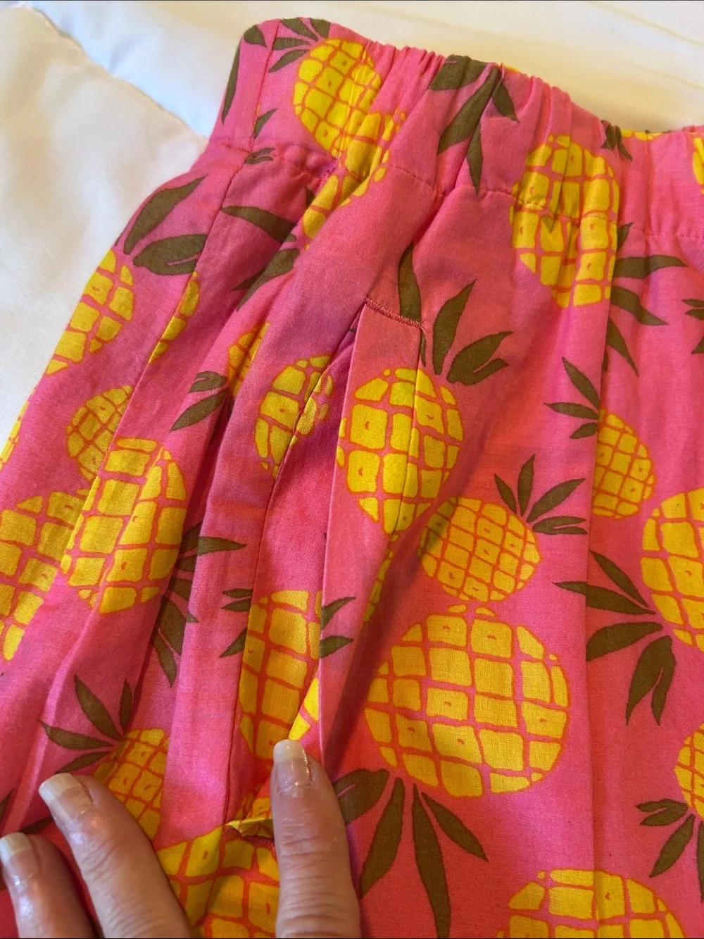 J. Crew Pink Skirt with Yellow Pineapple Print